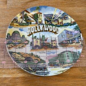 Vintage Hollywood Souvenir Decorative Plate - Iconic Landmarks and Locations